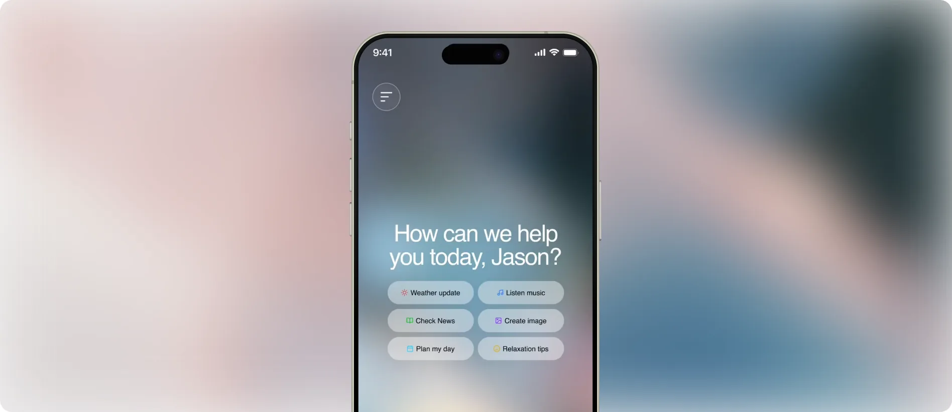 The Botbuddy chat screen on an iPhone, over the app's gradient background.