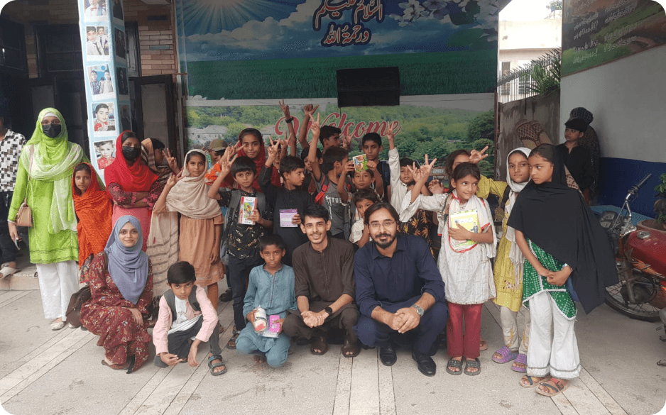 Abdullah with a community group